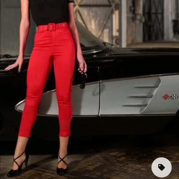 Kitten D’Amour Red Capri Pants - Picture 4 of 5